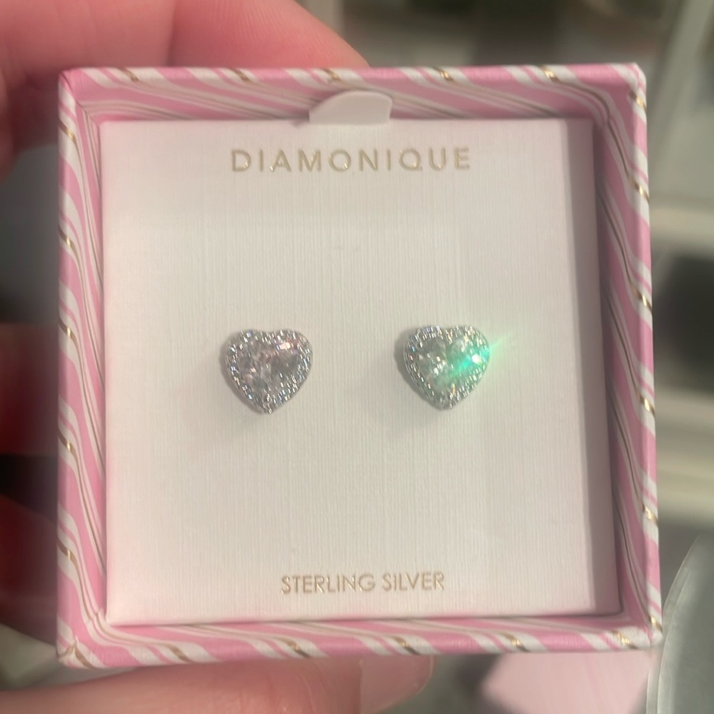 Sterling silver heart shaped stud earrings